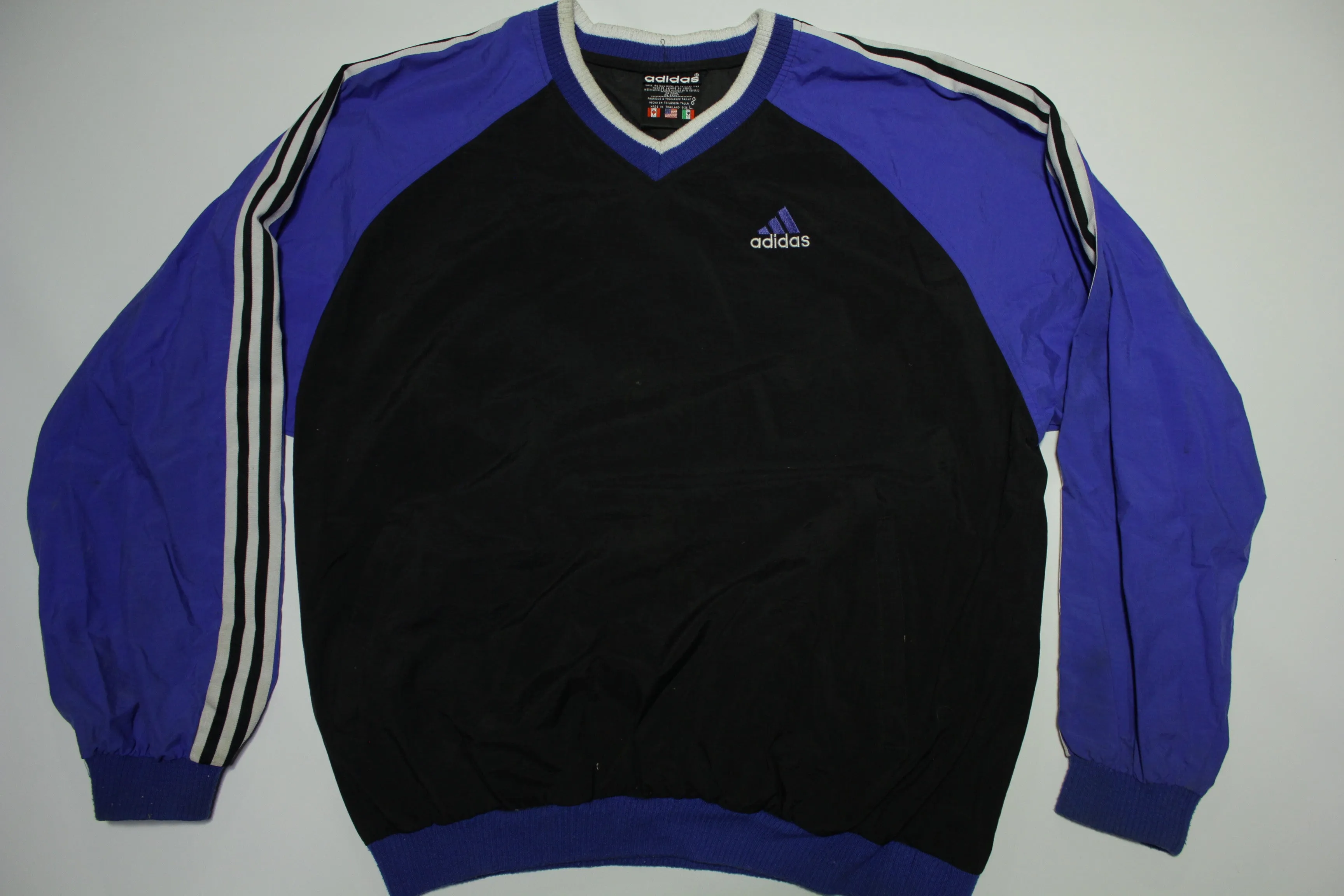 Adidas Vintage 90's Three Striped Pullover Windbreaker Track Jacket