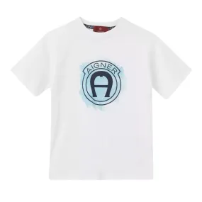 Aigner T-Shirt Logo Blue White