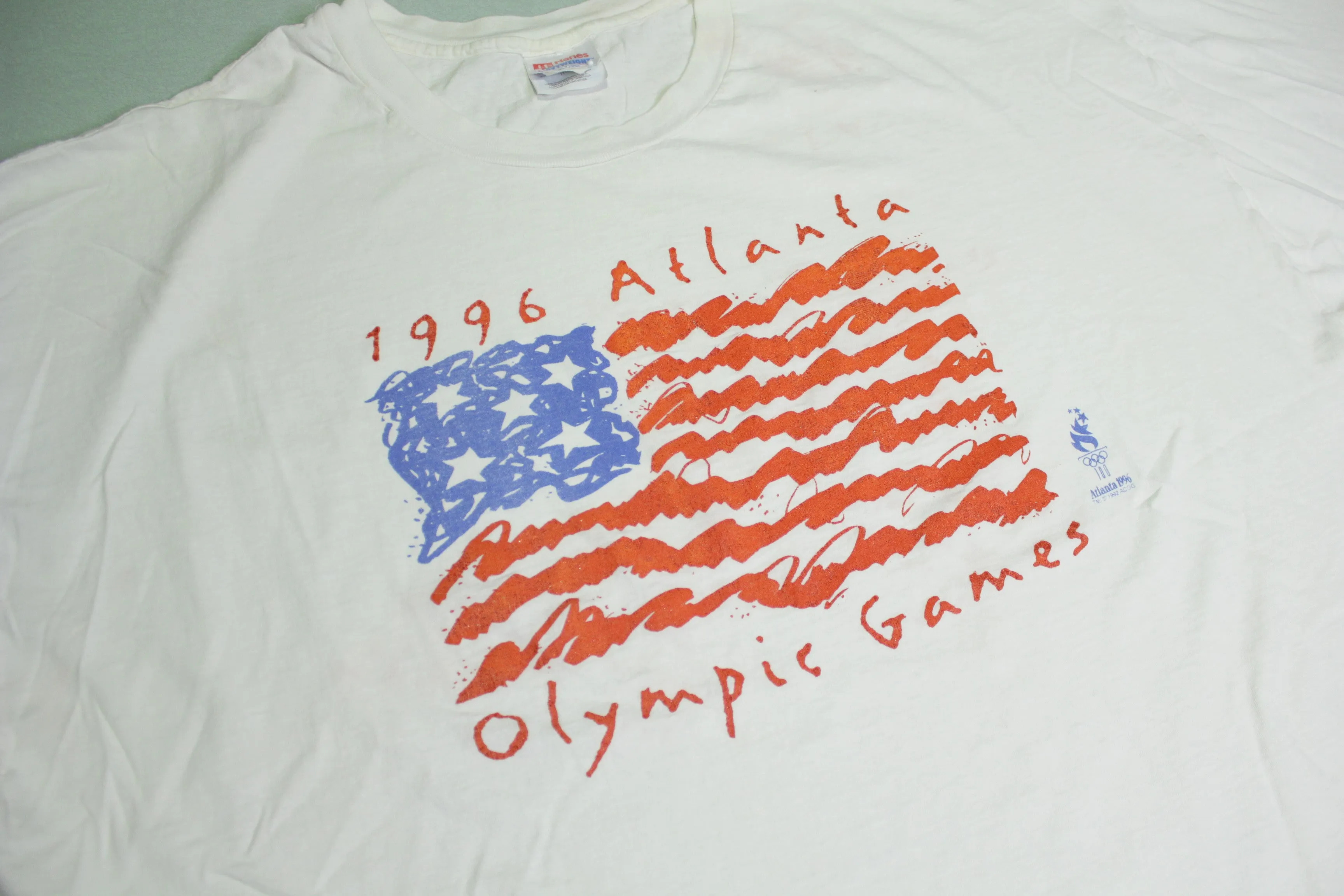 Atlanta 1996 Olympic Games Vintage 90's American Flag T-Shirt