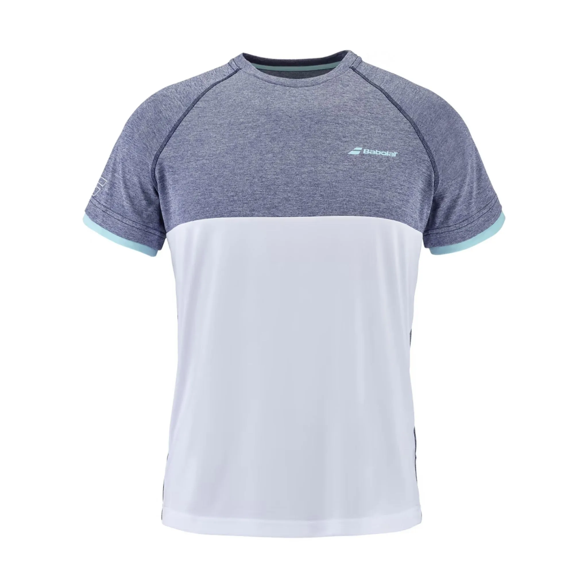 Babolat Boy's Play Crew Neck Tee [White/Heather Blue]