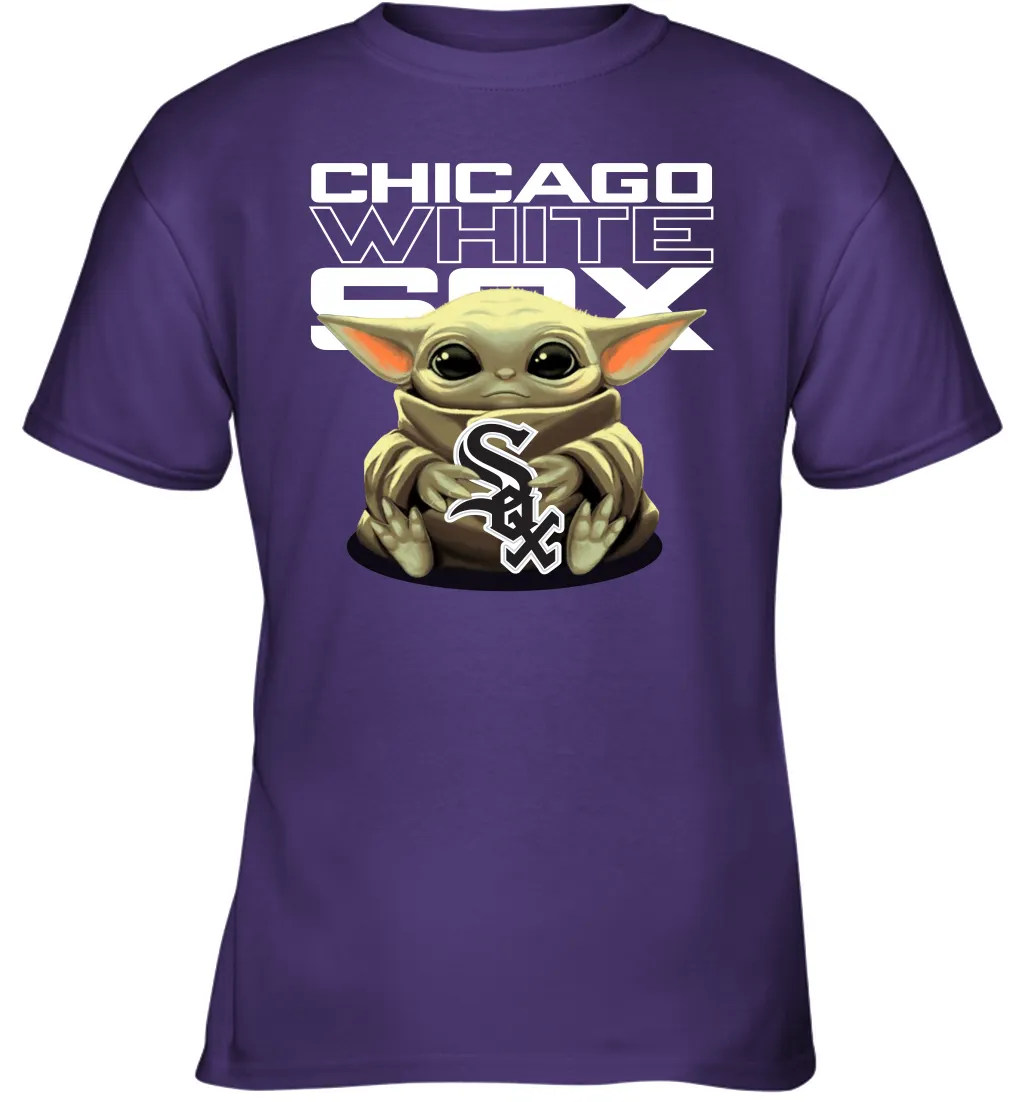 Baby Yoda Hugs Loves The Chicago White Sox Baseball Youth T-Shirt