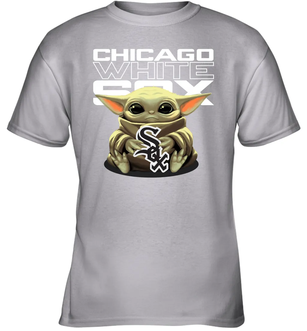 Baby Yoda Hugs Loves The Chicago White Sox Baseball Youth T-Shirt