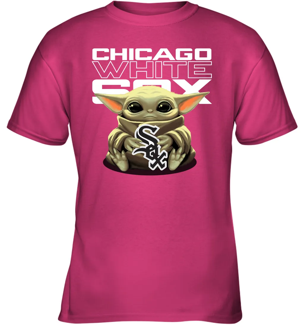 Baby Yoda Hugs Loves The Chicago White Sox Baseball Youth T-Shirt