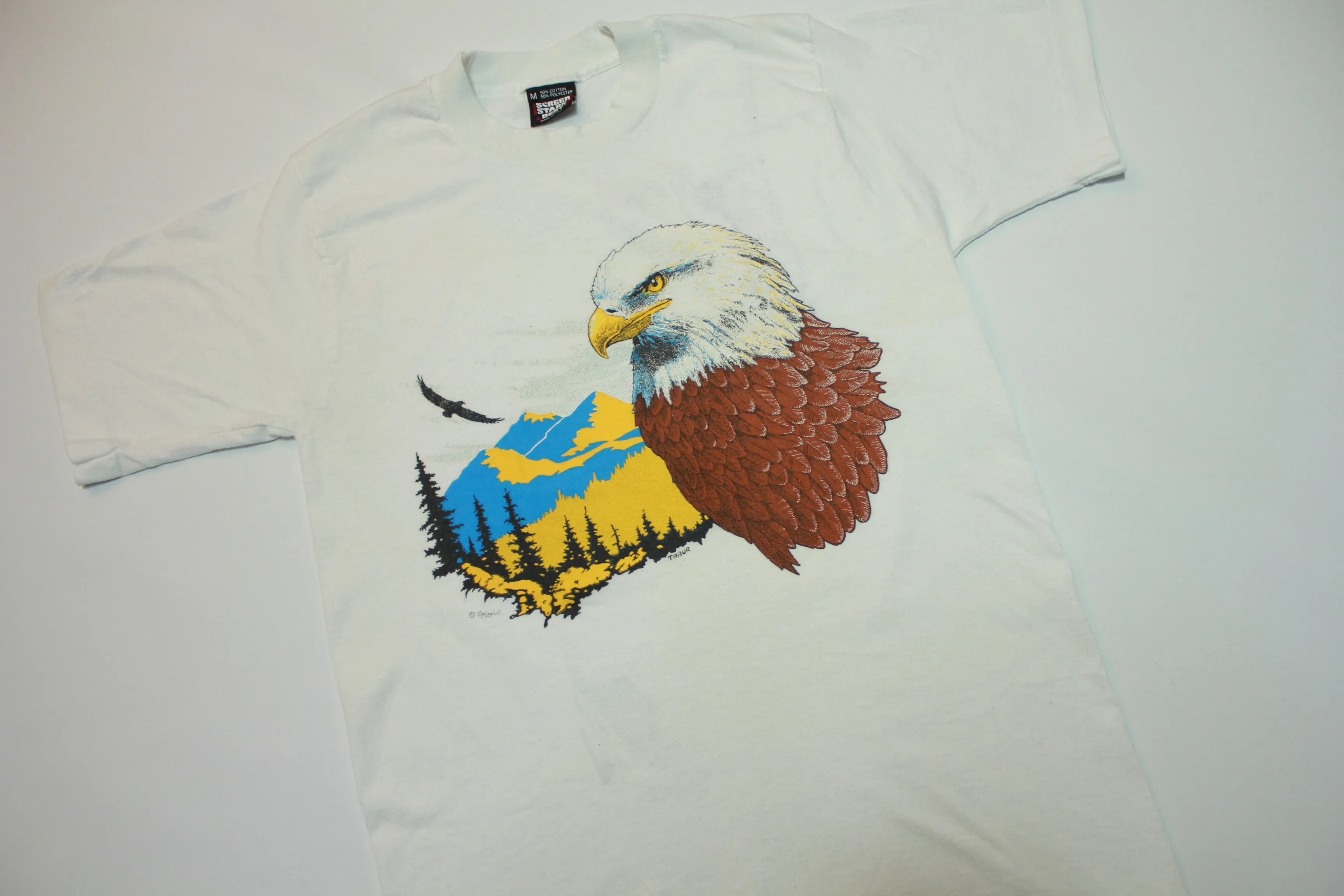 Bald Eagle Jeff Tabor Artist Vintage 90's Wilderness Single Stitch Screen Stars T-Shirt