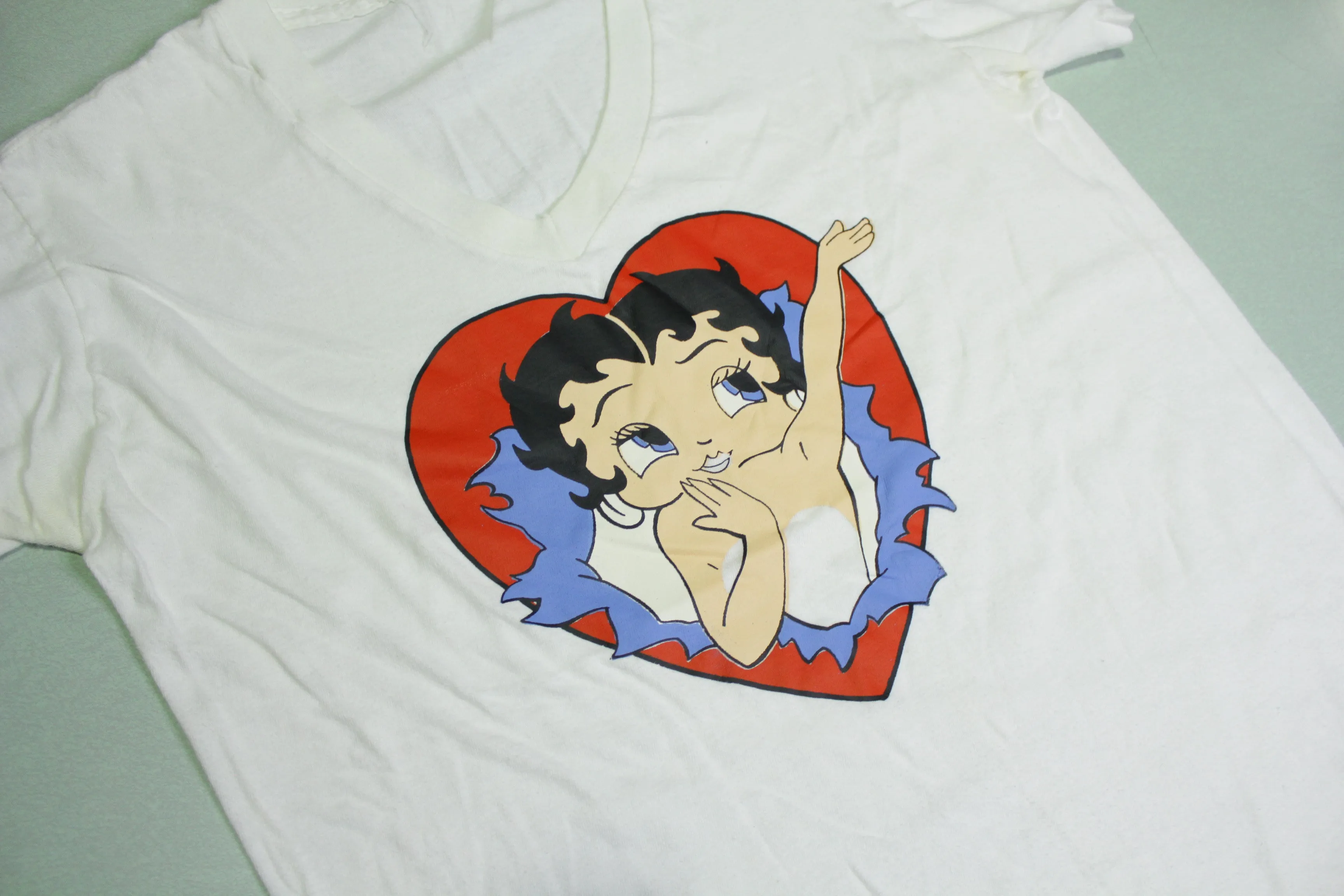 Betty Boop Broken Heart Vintage 80's V-Neck T-Shirt