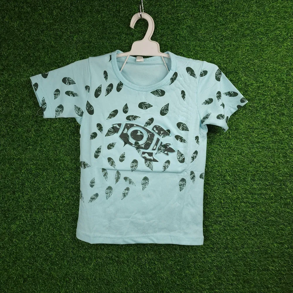 Blue leaf Pattern kids T Shirt