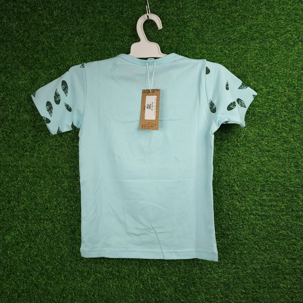 Blue leaf Pattern kids T Shirt