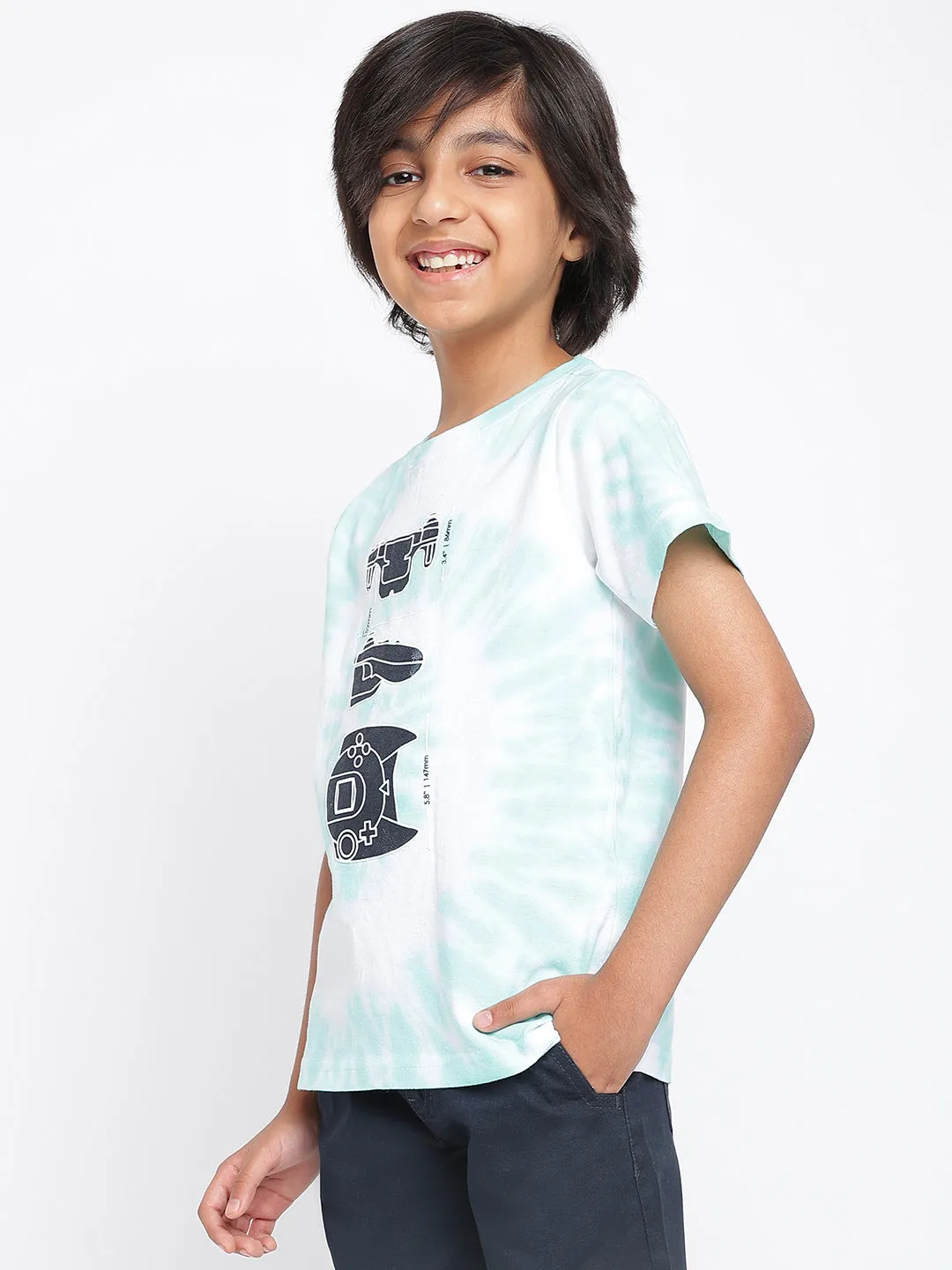 Boys Blue Cotton Printed T shirt