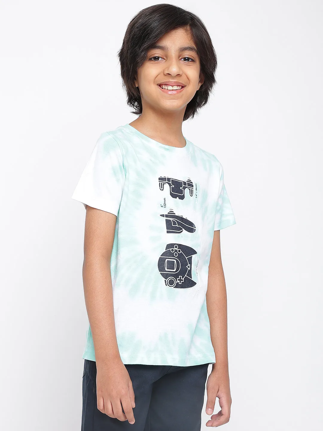 Boys Blue Cotton Printed T shirt