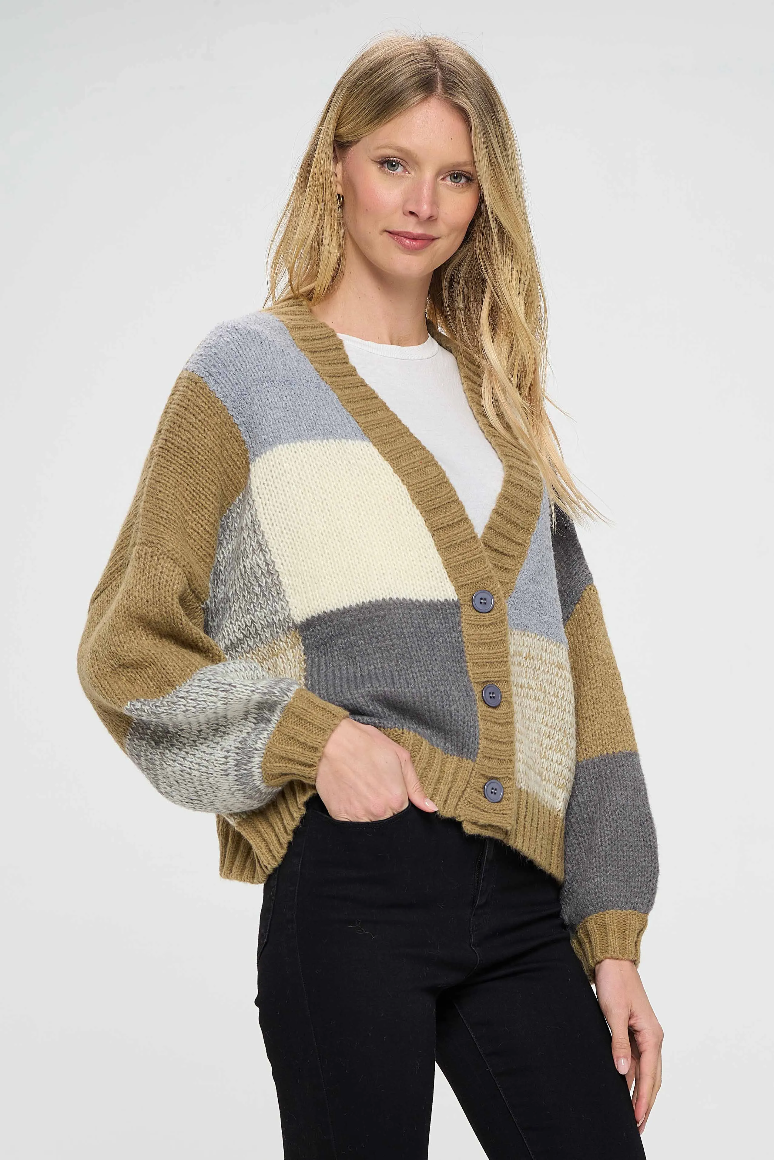 Brown Unique Plaid Pattern Sweater