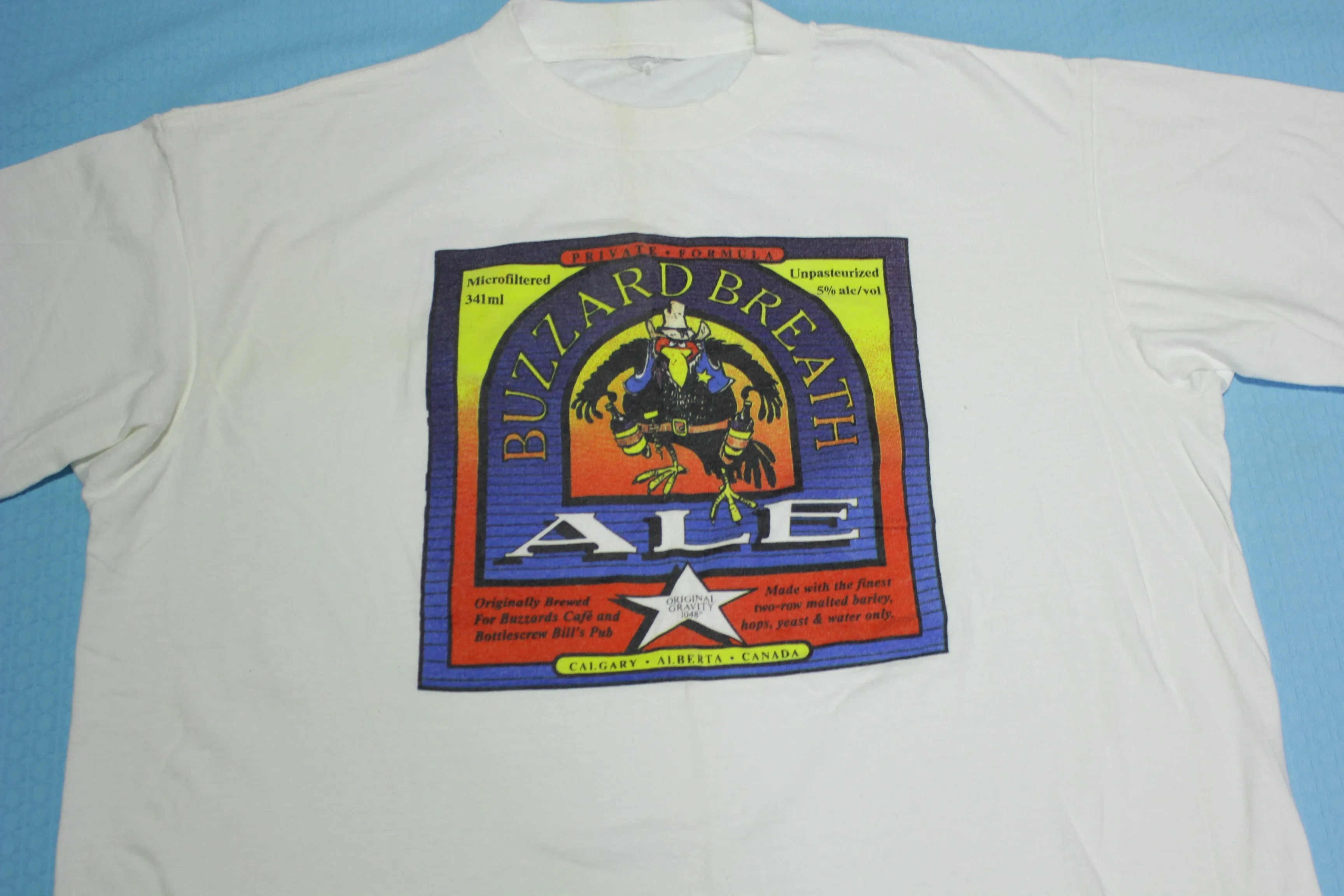 Buzzard Breath Ale Vintage Canadian Beer 90's Single Stitch T-Shirt