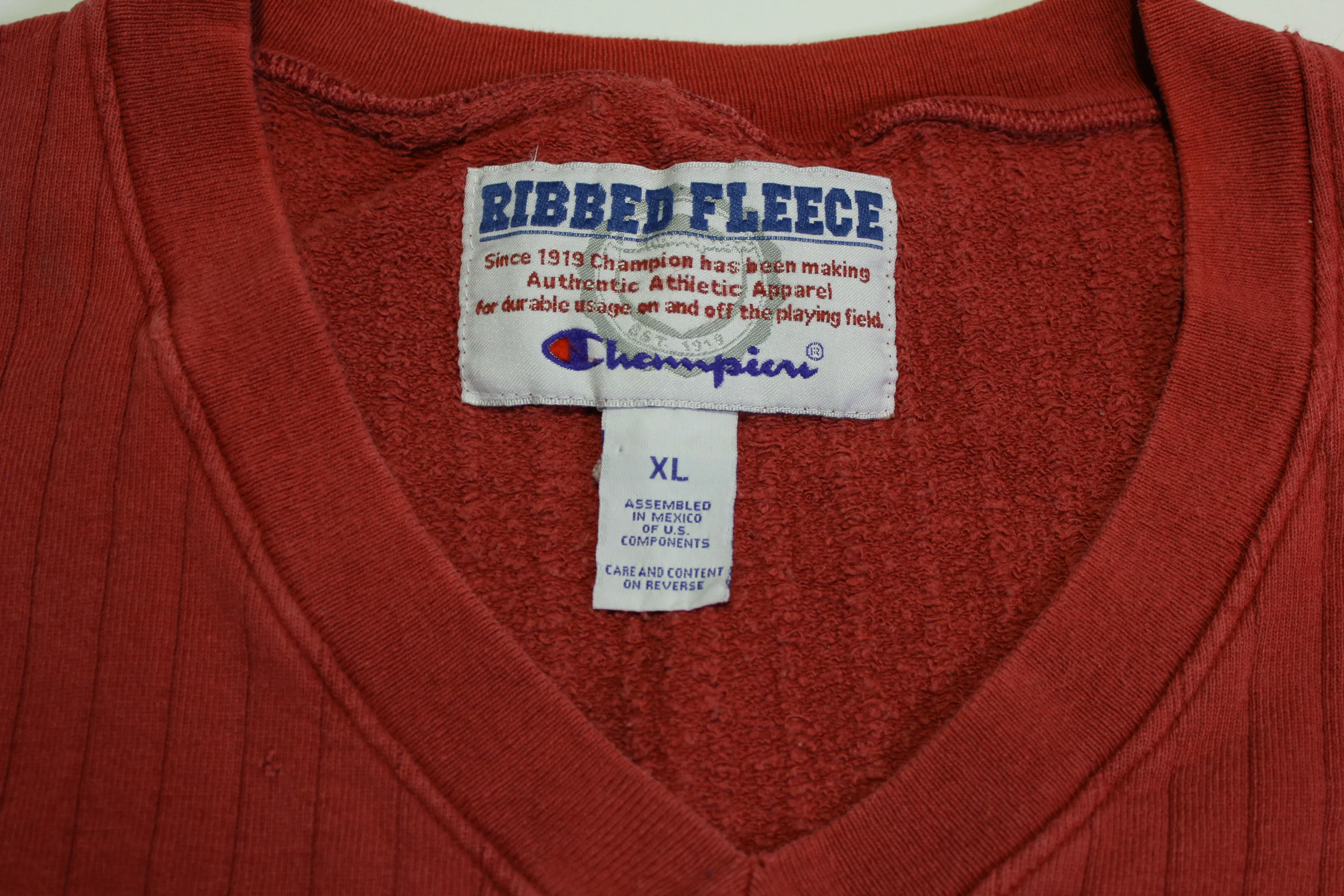 Champion Ribbed Fleece Vintage 90's V-Neck Sweatshirt Sleeveless Vest