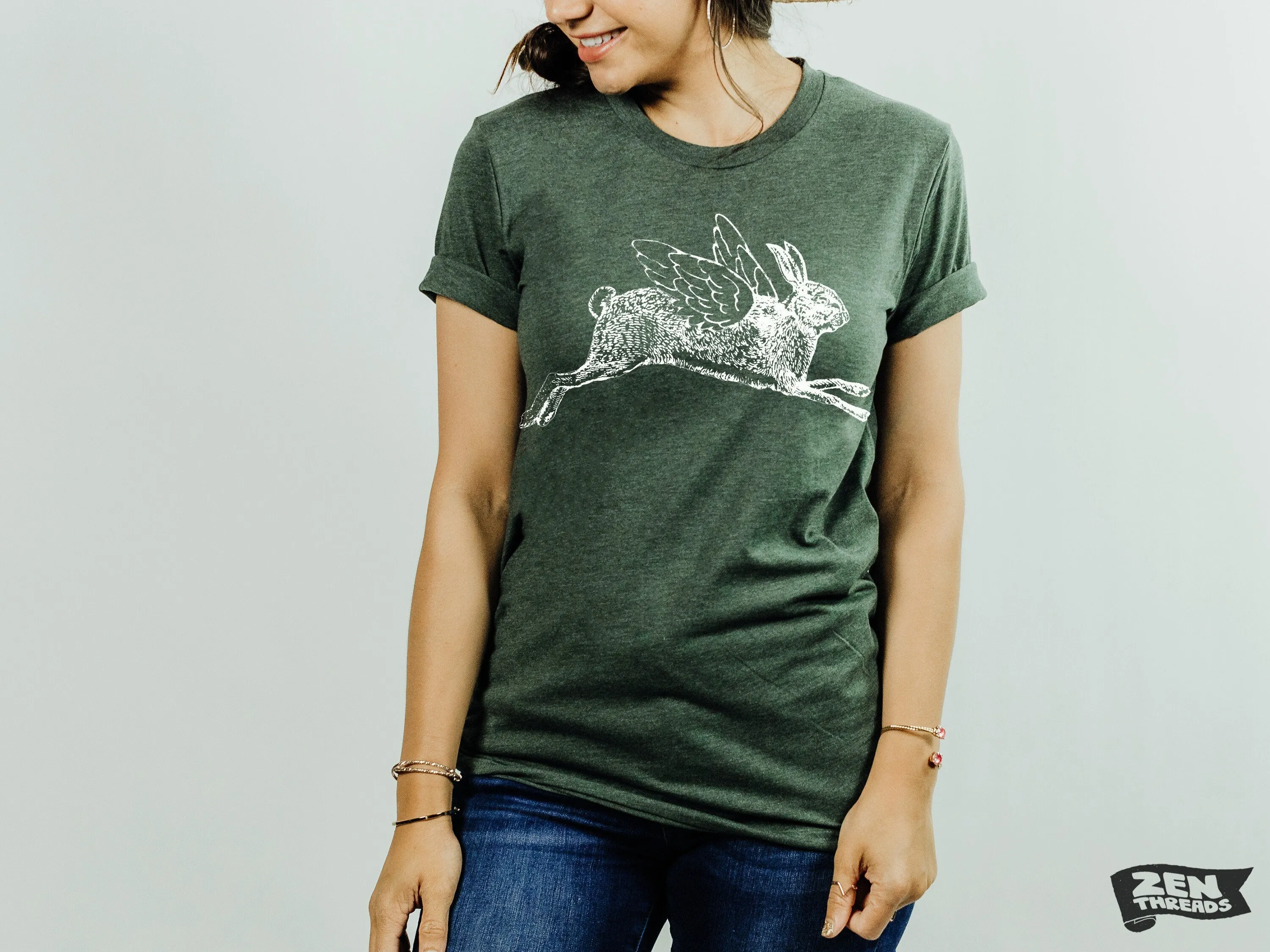 Flying Rabbit | Custom Color Printed T-Shirt | Unisex Bella Canvas Tee