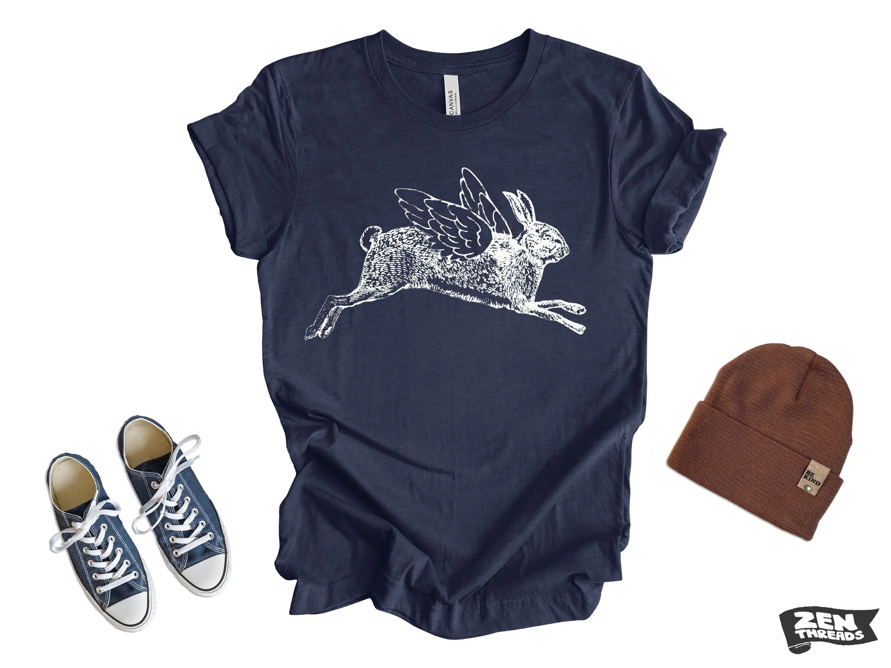 Flying Rabbit | Custom Color Printed T-Shirt | Unisex Bella Canvas Tee