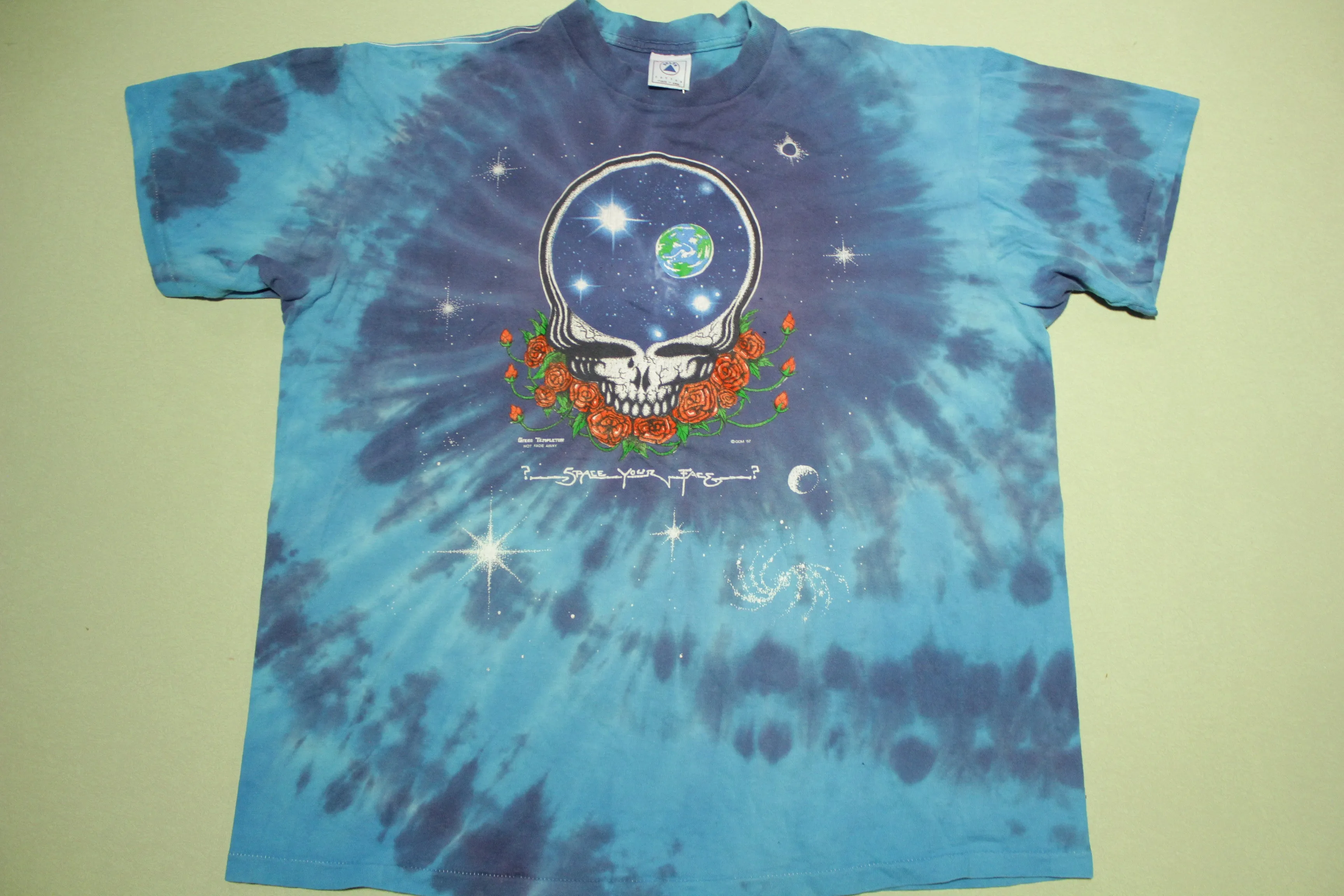 Grateful Dead 1987 Blue Tie Dye Space Your Face Gregg Templeton Vintage 80's T-Shirt