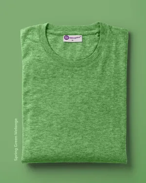 Half Sleeves Crew Neck: Spring Green Melange