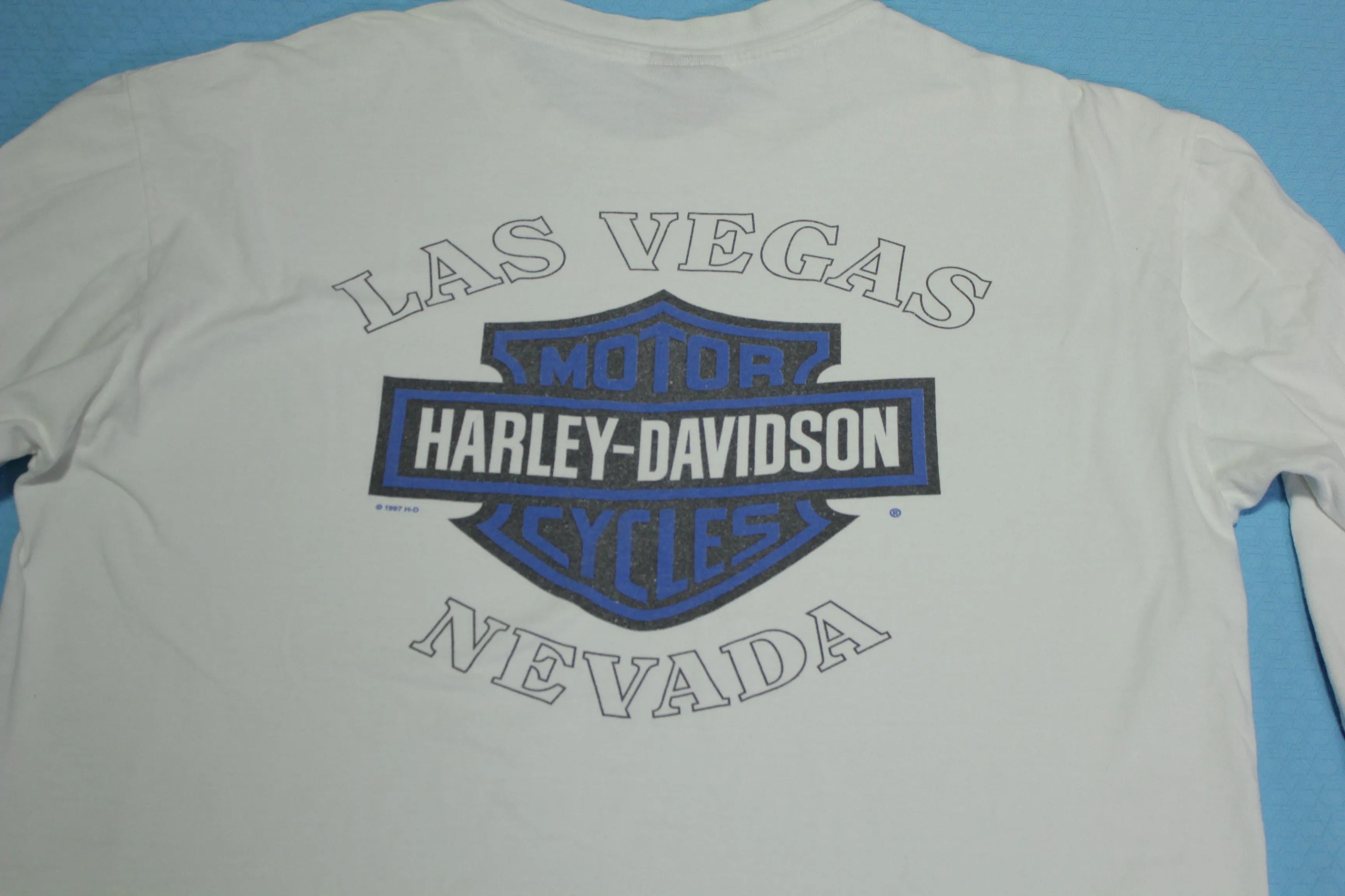 Harley Davidson Motorcycles Vintage 90's Las Vegas Nevada 1997 Long Sleeve Flames T-Shirt