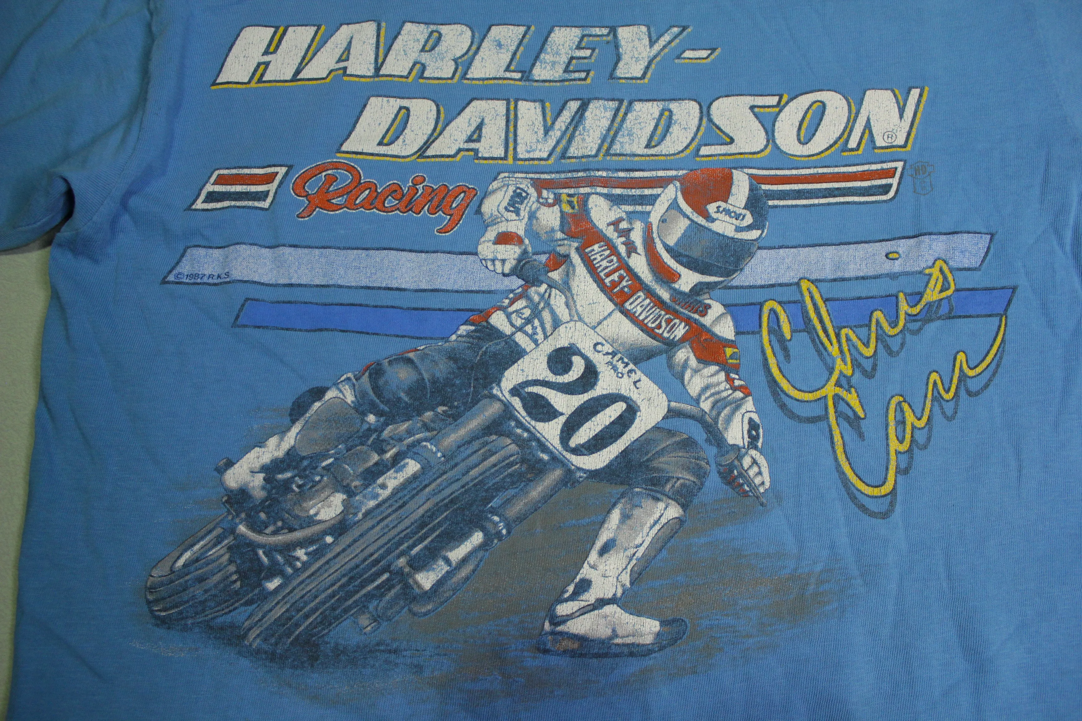 Harley Davidson Racing Vintage 80's Chris Carr Camel Pro Citrus Heights California T-Shirt