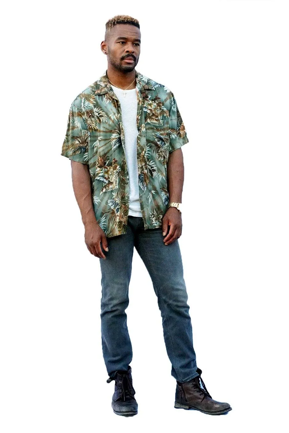 Hawaiian Kai Shirt // Beaded Desert Palm Tie Dye