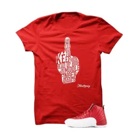 Jordan 12 Gym Red T Shirt (Middle Finger)