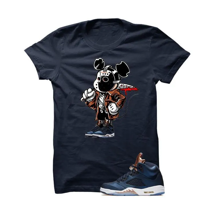 Jordan 5 Bronze Navy Blue T Shirt (Mickey Assassin)