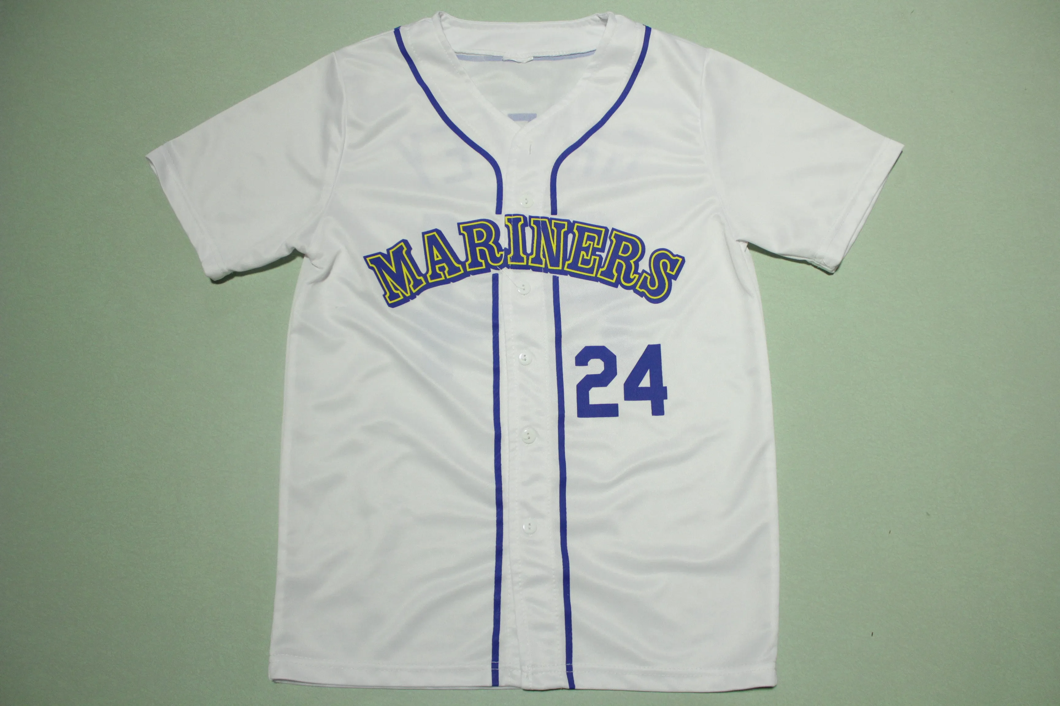 Ken Griffey Jr. 24 Vintage Seattle Mariners Button Up White Baseball Jersey