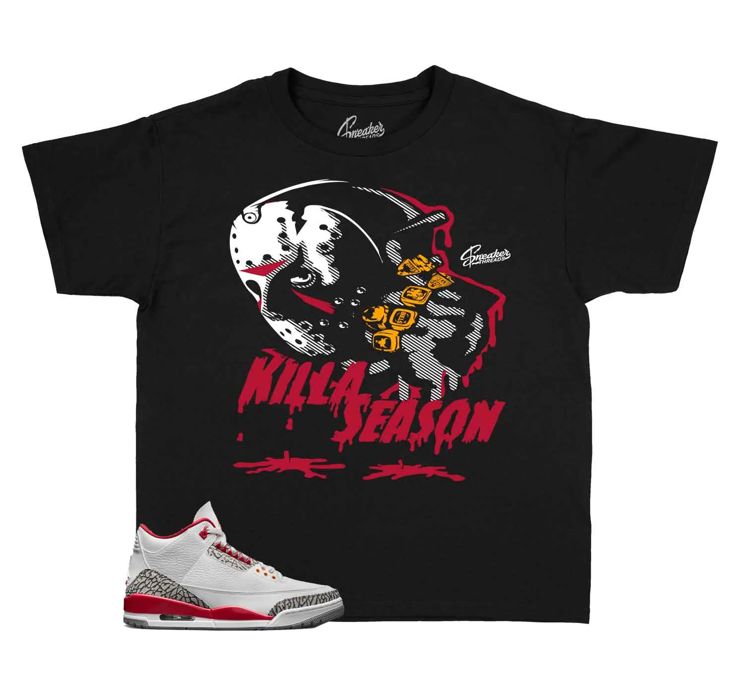 Kids Cardinal Red 3 Shirt - Killa Season - Black