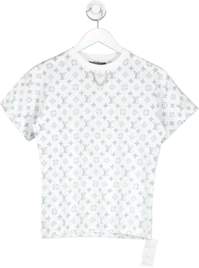 Louis Vuitton White / Blue Icon Lv Escale Printed T-shirt UK XS