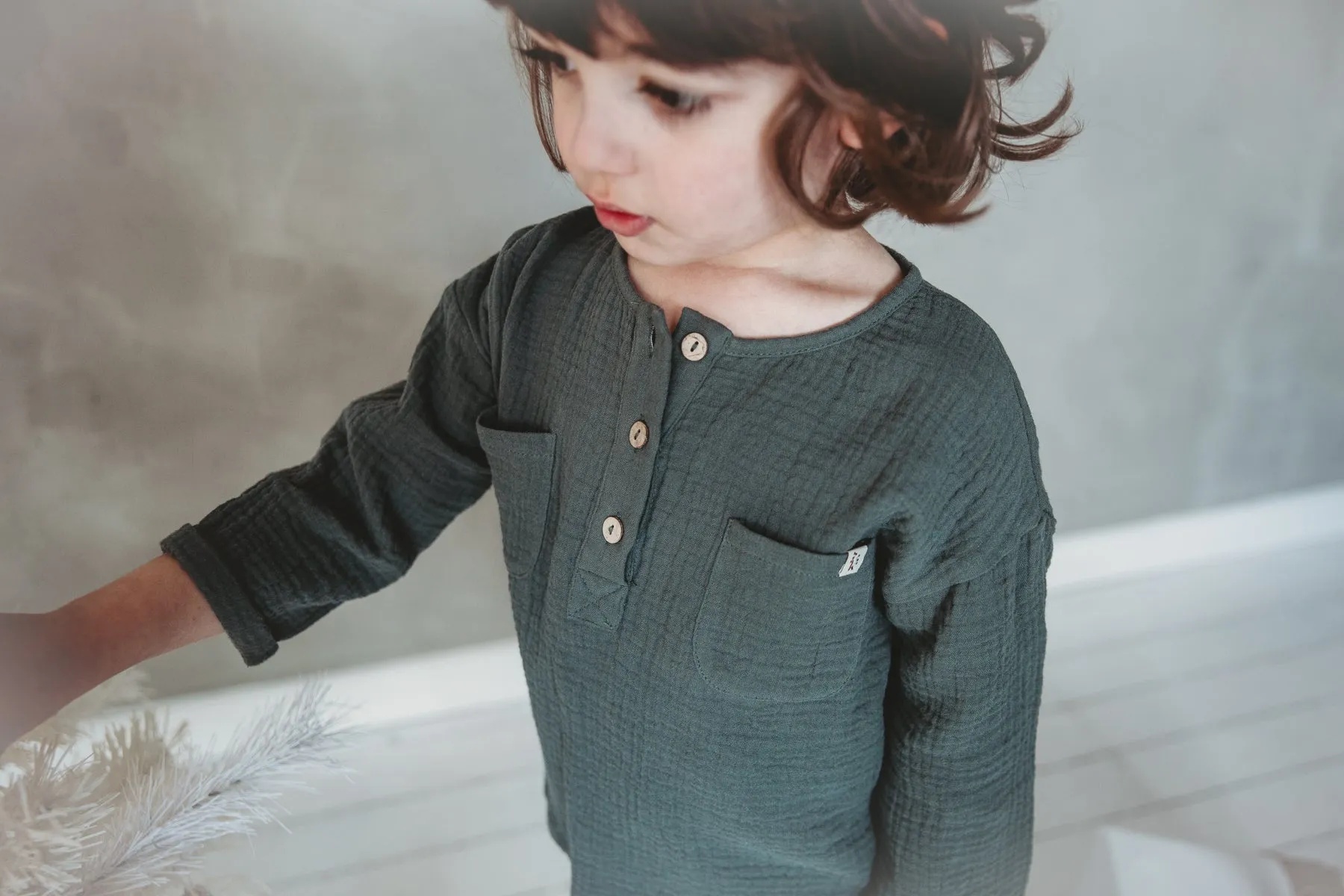 Lucas Boys Muslin Shirt - Dusty Pine