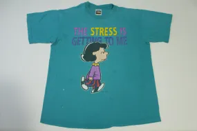 Lucy Peanuts The Stress Is Getting to Me Vintage 90's Big Character Comic T-Shirt