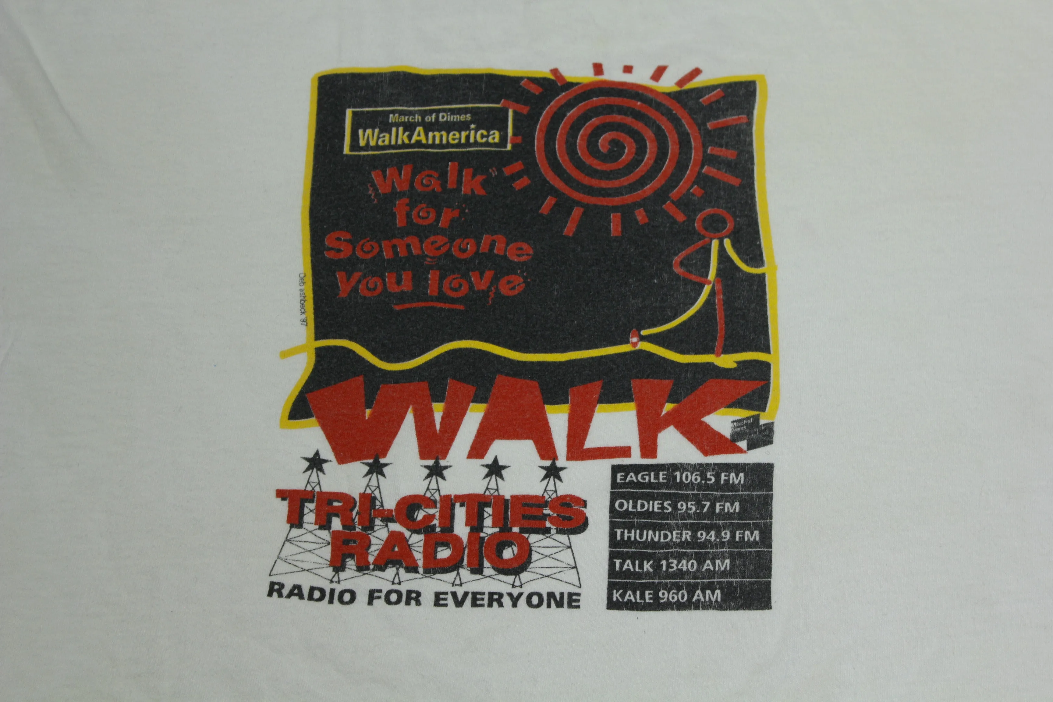 March of Dimes 1997 Walk America Vintage 90s Thunder Country Tri-Cities T-Shirt