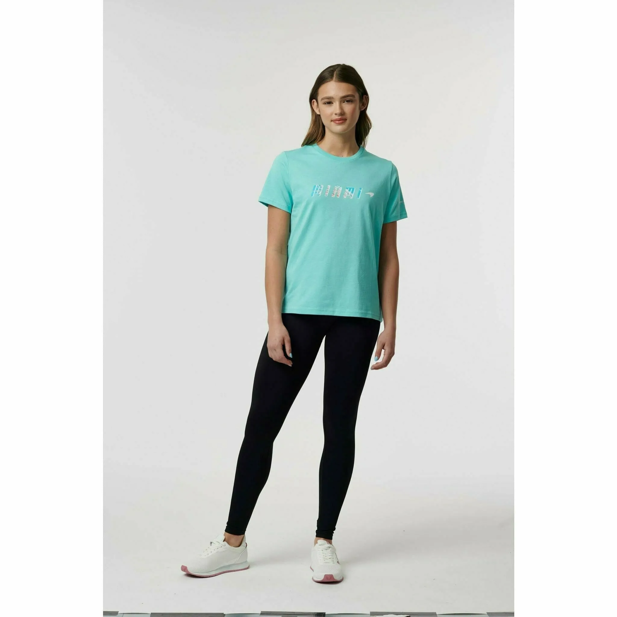 McLaren F1 Women's Miami Palm Graphic T-Shirt-Crystal Rose/Aqua Sky