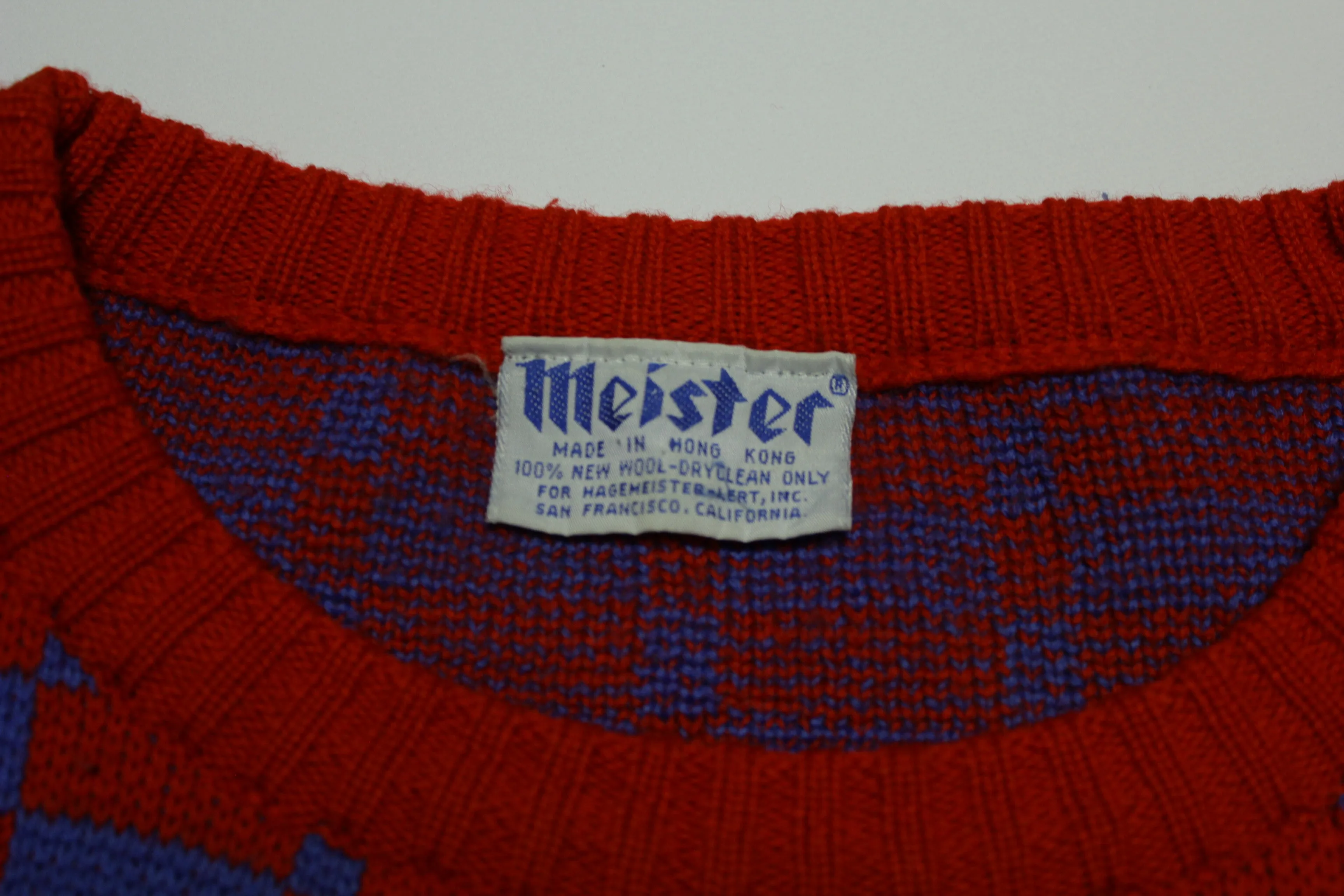 Meister Vintage 70's Distressed Ski Geometric Pattern Retro Wool Sweater