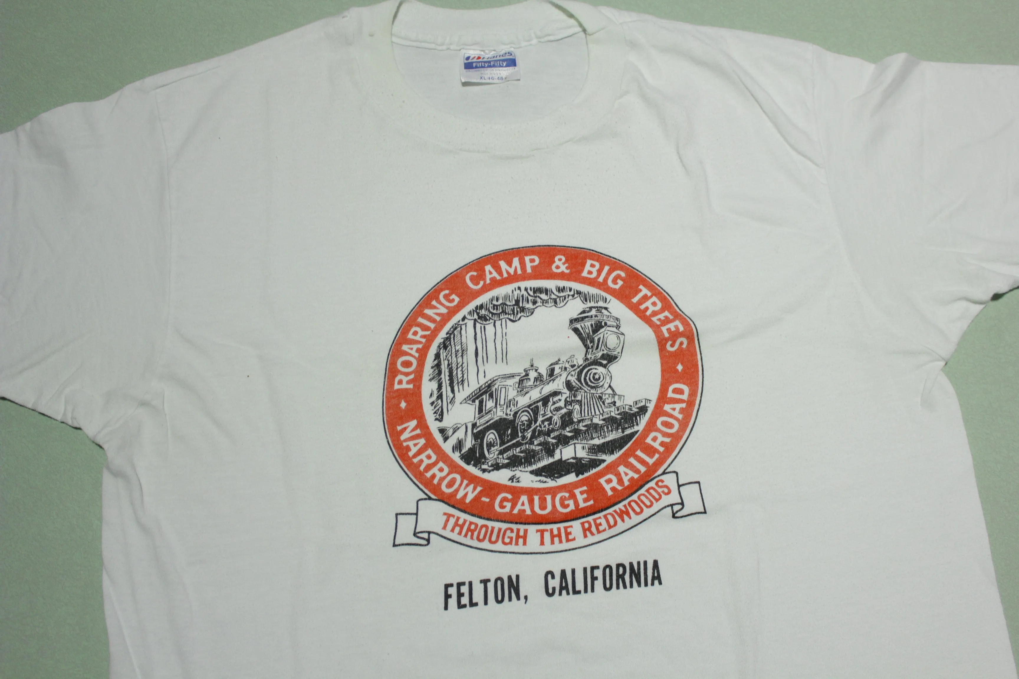 Narrow Gauge Railroad Through The Redwoods Felton CA Vintage 80s Train T-Shirt