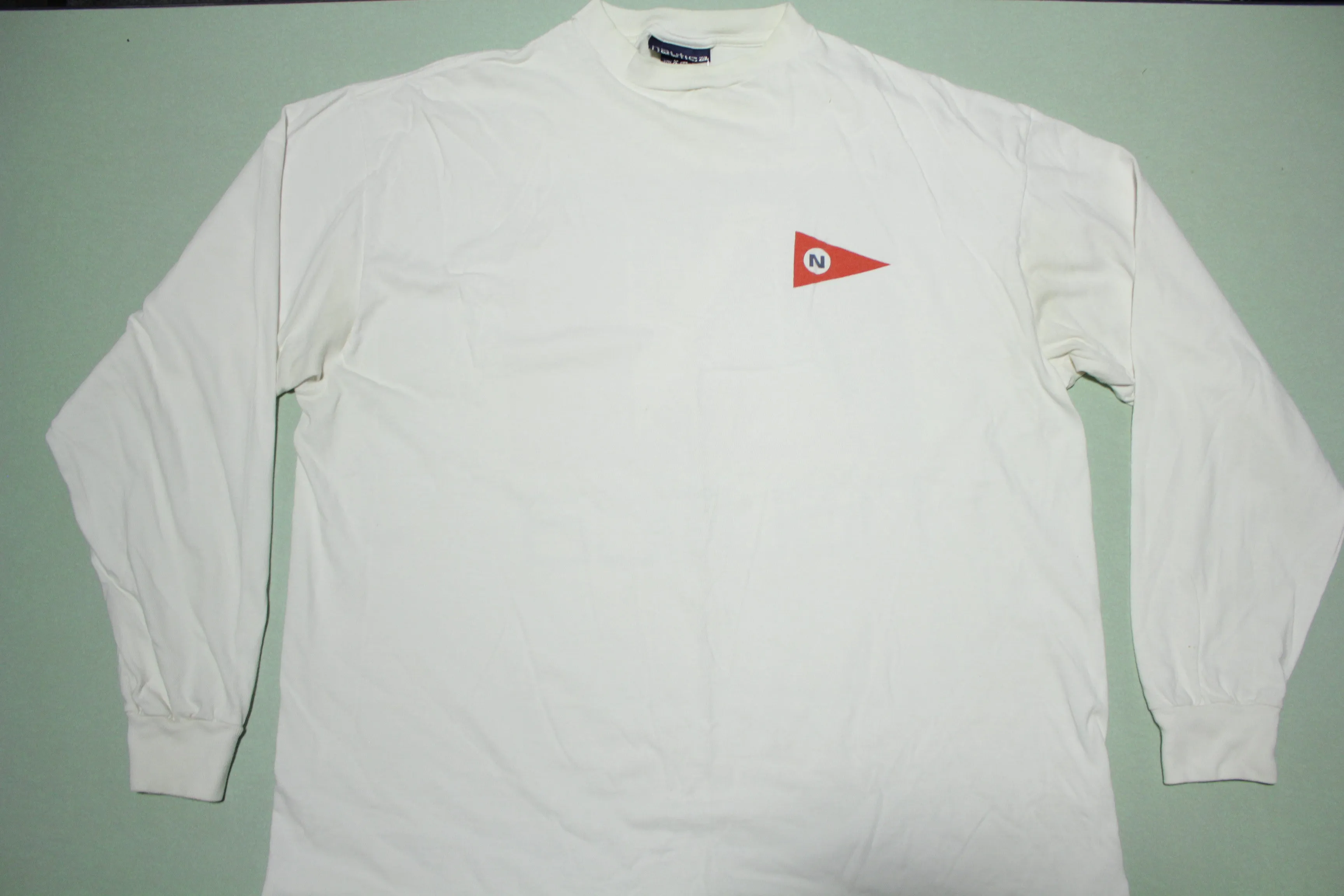 Nautica Vintage 90's USA Long Sleeve Spell Out Logo White T-Shirt