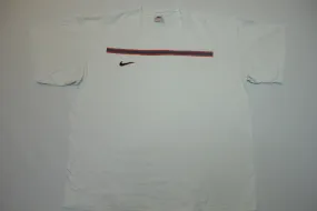 Nike Striped Embroidered Swoosh Check Vintage 90's Distressed T-Shirt