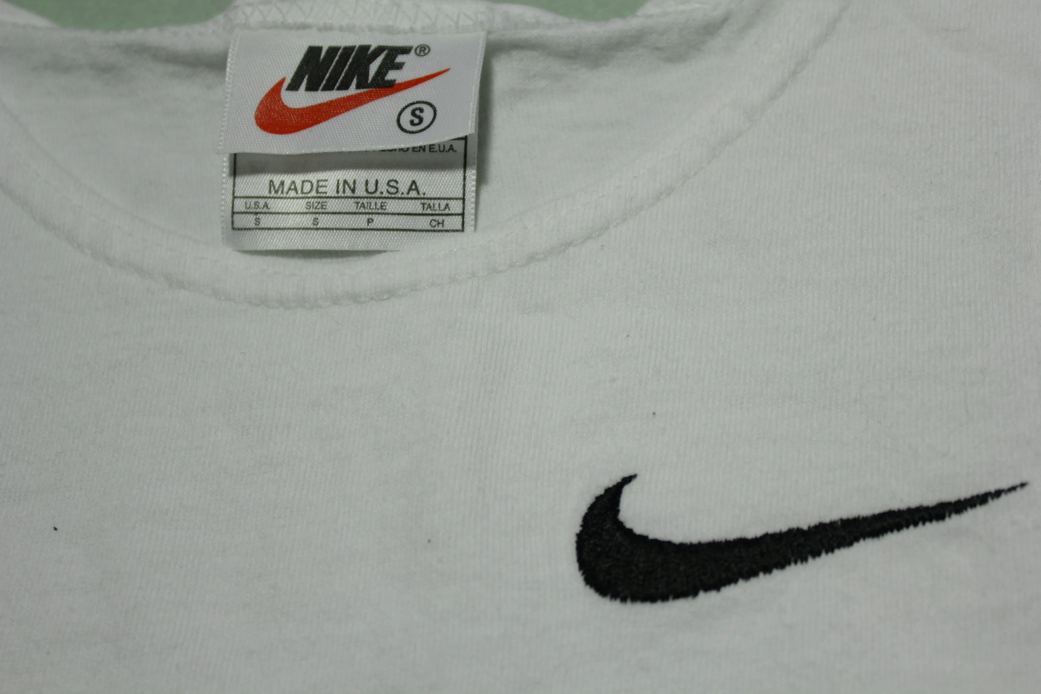 Nike White Embroidered Swoosh Check Vintage 90's Made in USA Tank Top