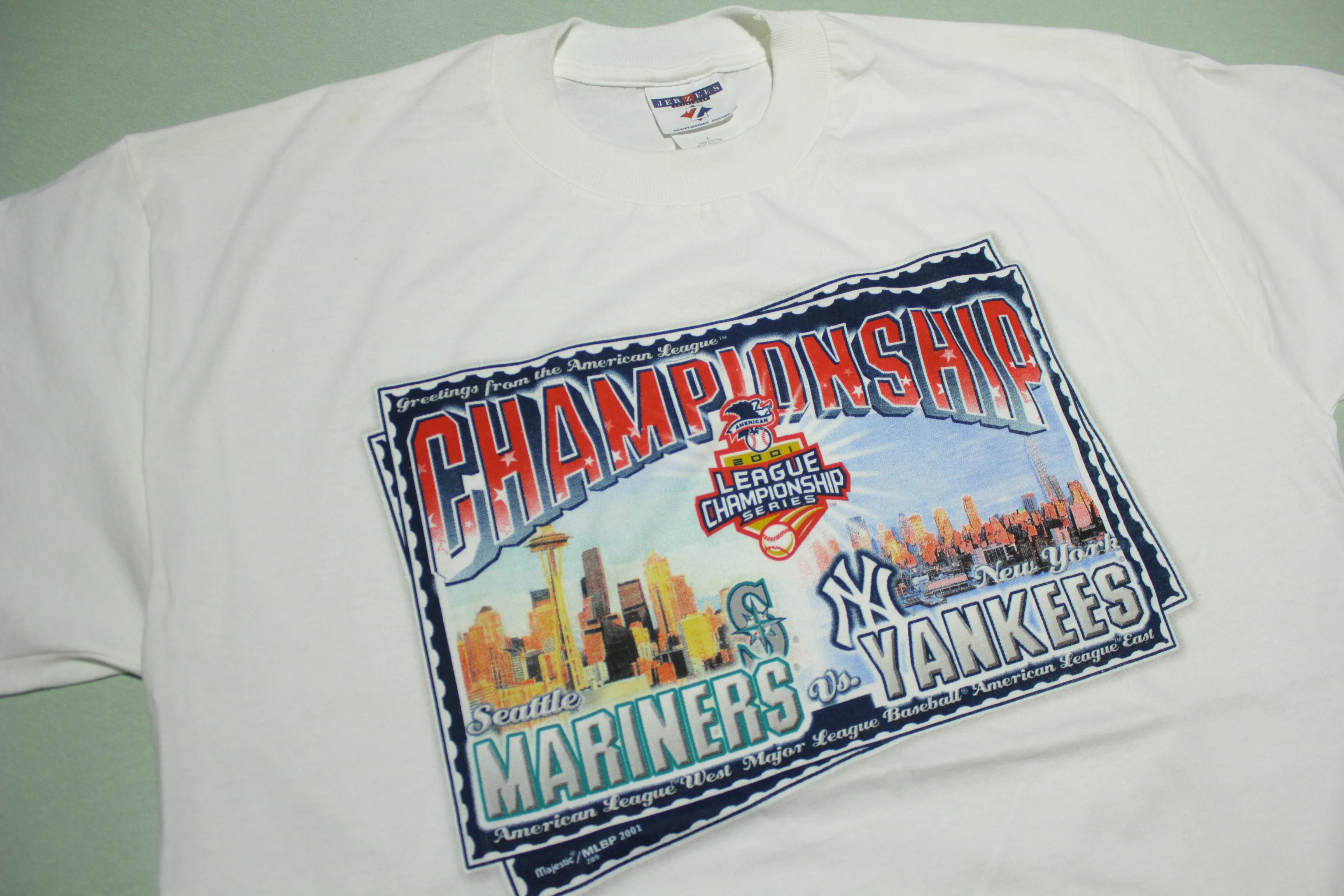 NY Yankees Seattle Mariners 2001 Championship Vintage Series T-Shirt