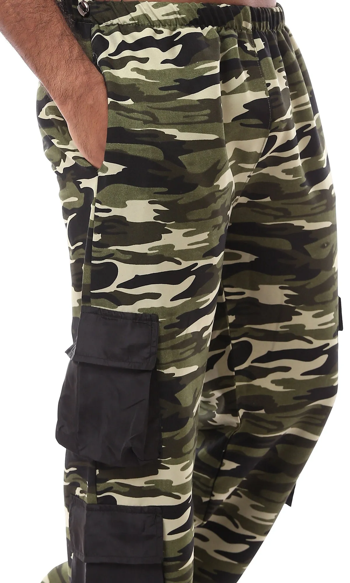 O174053 Allover Camouflage Green Shades Cargo Pants