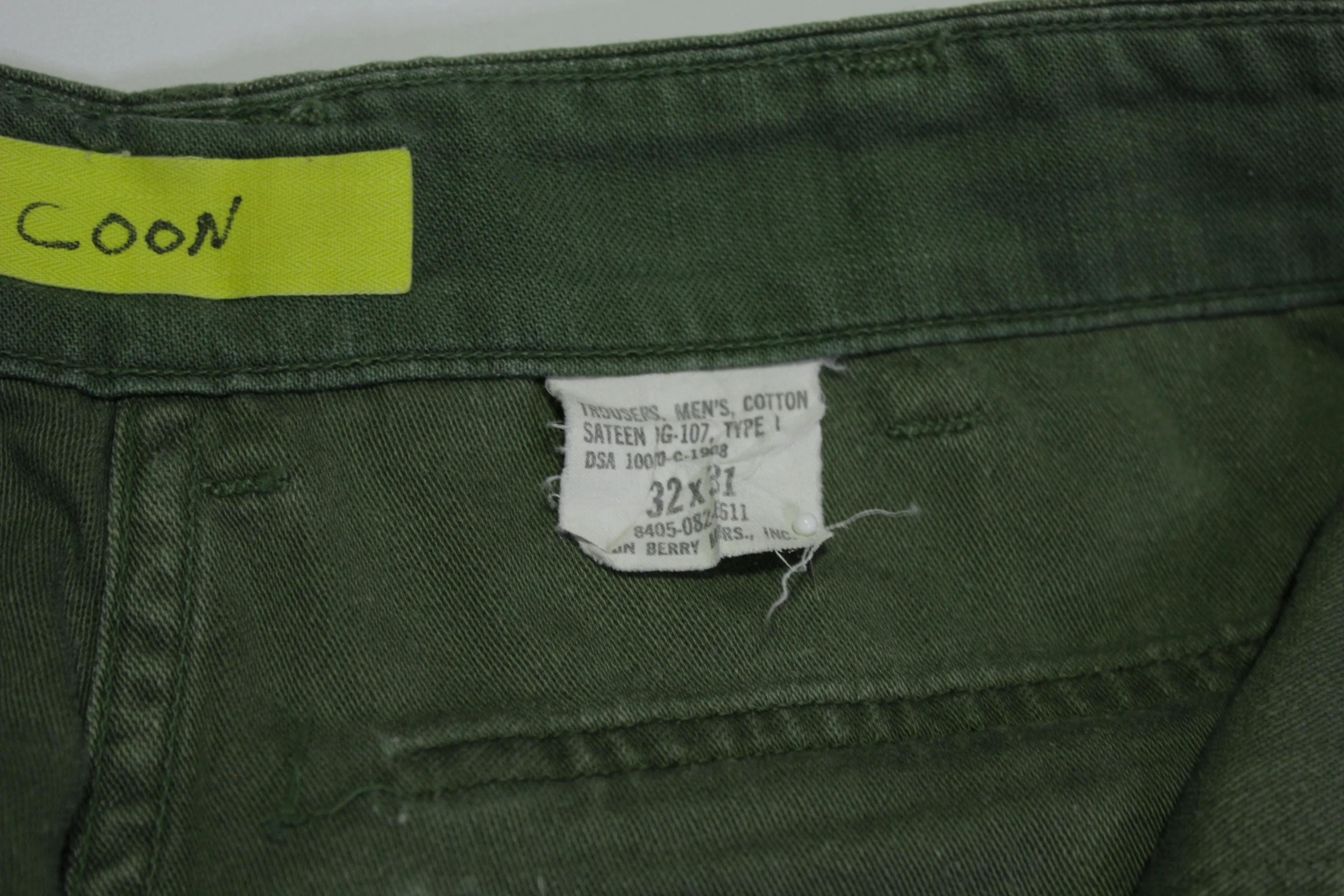 OG-107 Back Flap Pocket Vintage 70's Vietnam Era Cargo Military Army Field Trousrers Pants