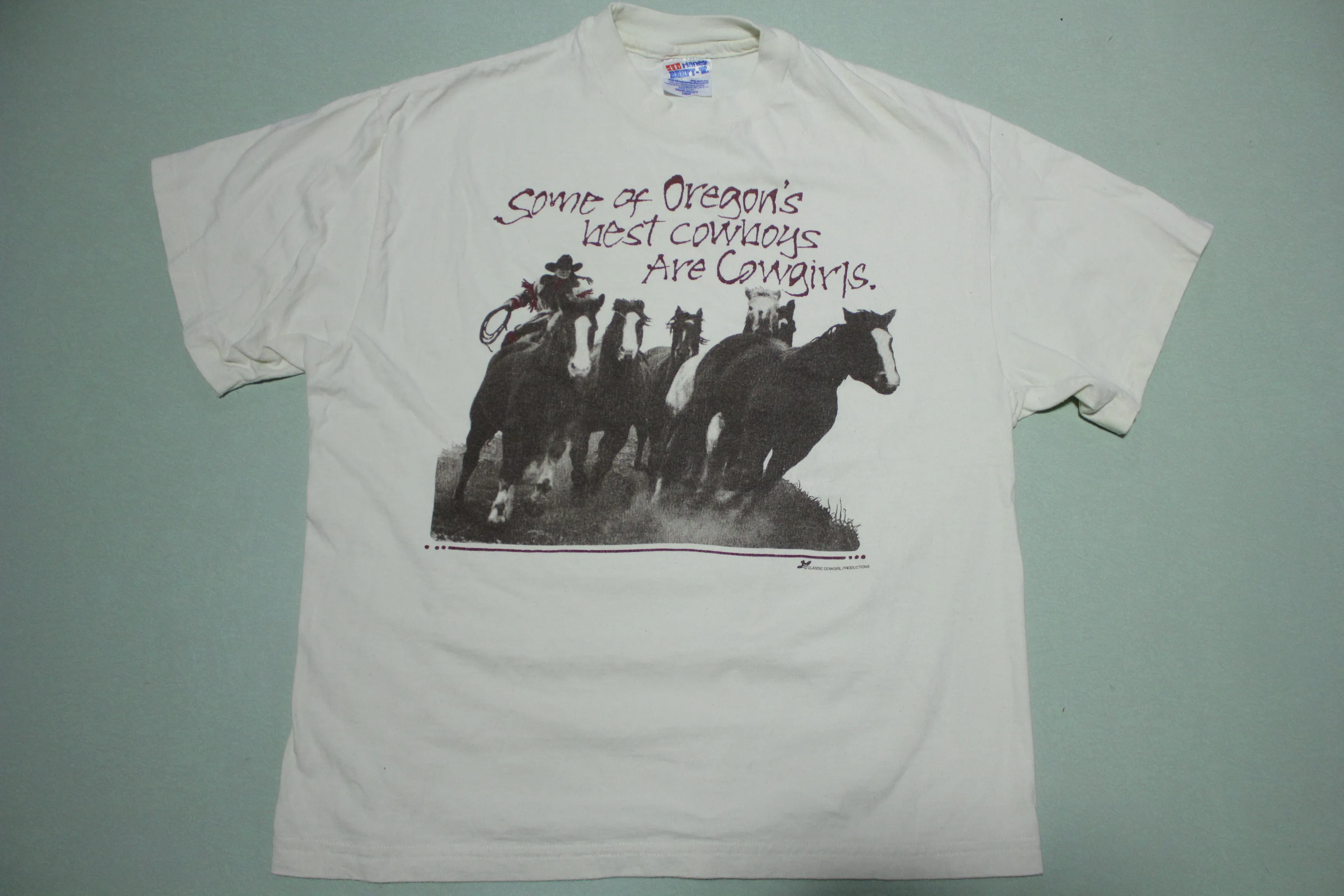 Oregon's Best Cowboys Are Cowgirls Vintage 90's Funny Single Stitch USA T-Shirt