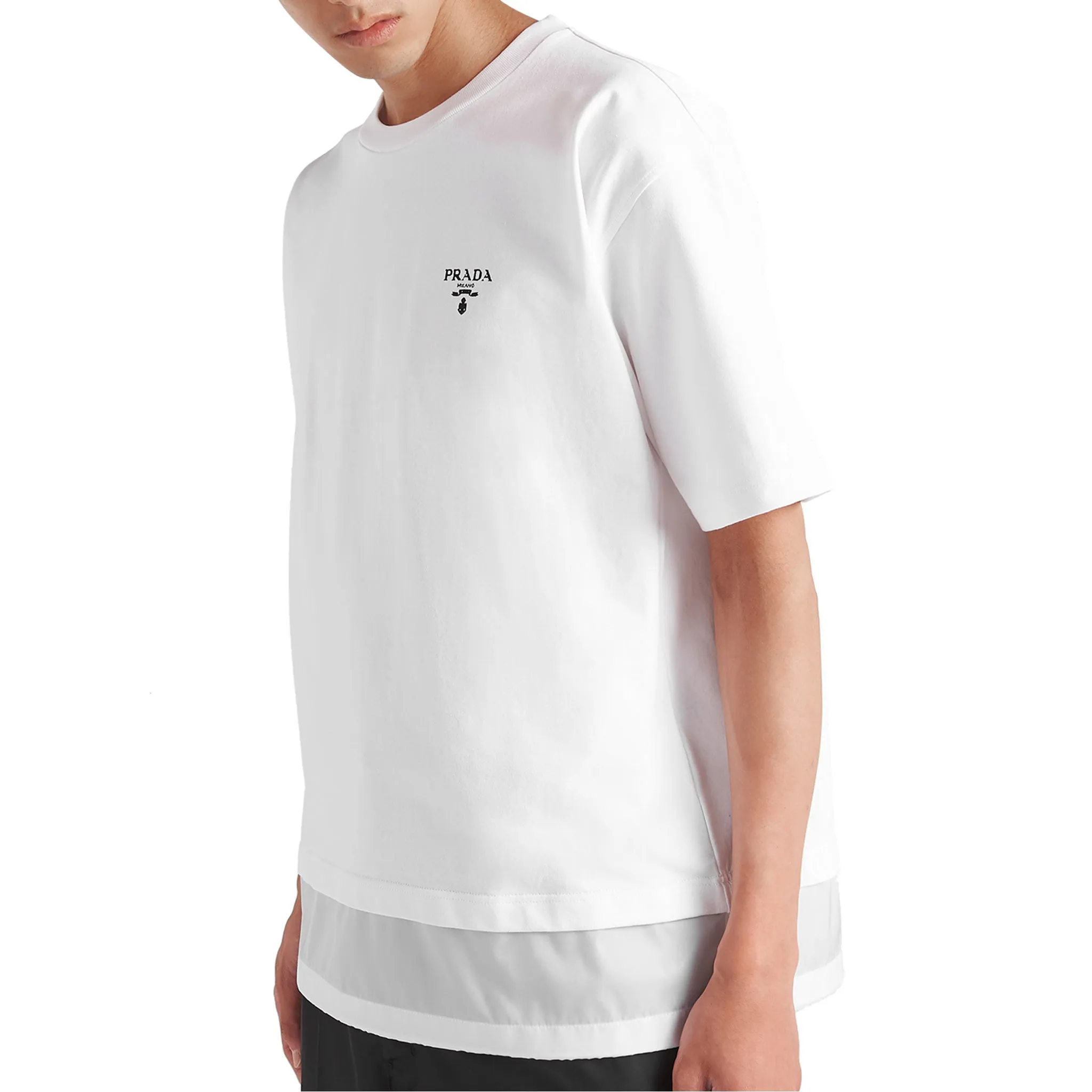 Prada Logo Re-Nylon Jersey T Shirt White