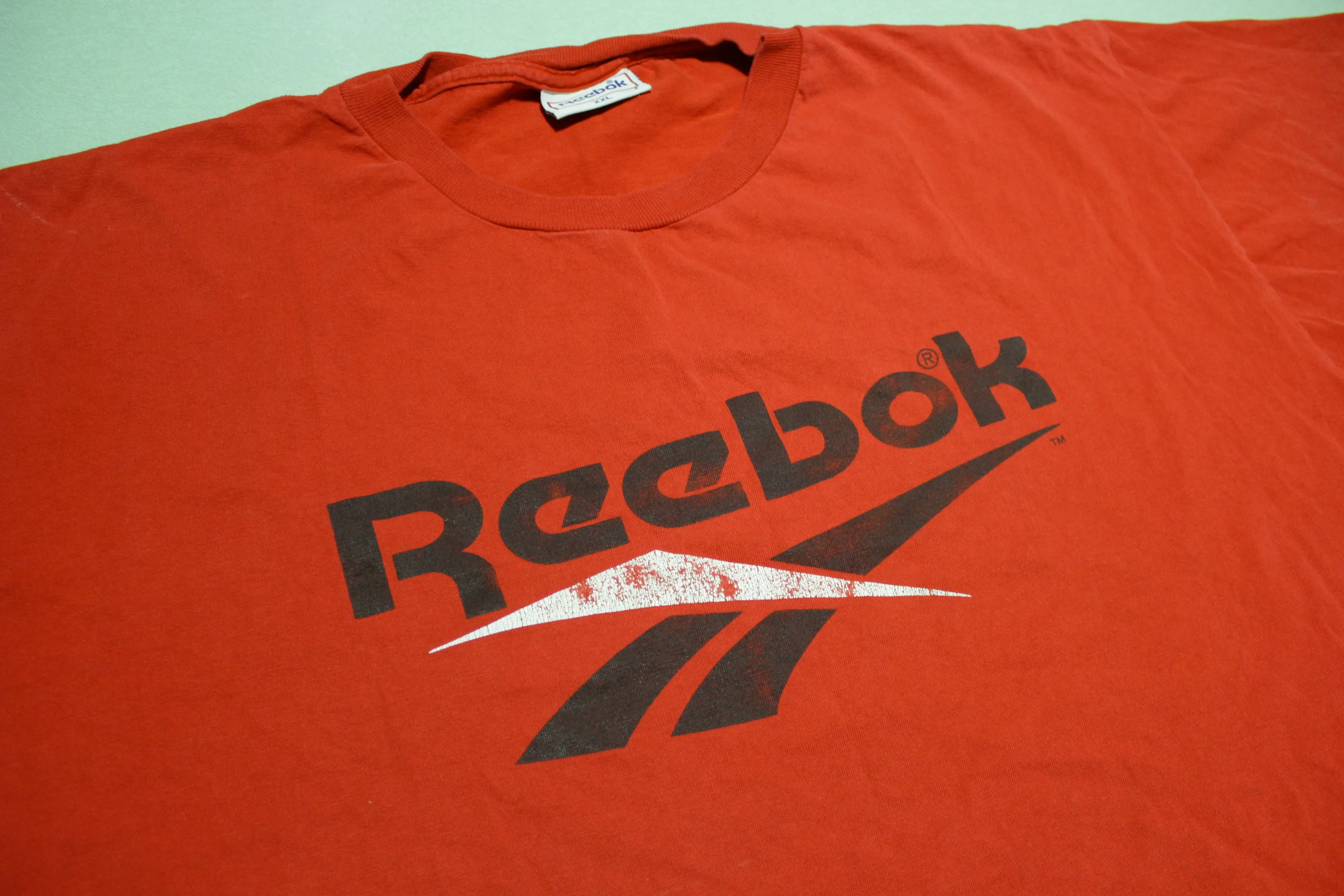 Reebok Red Single Stitch Made in USA Logo Spell Out Vintage 90's T-Shirt