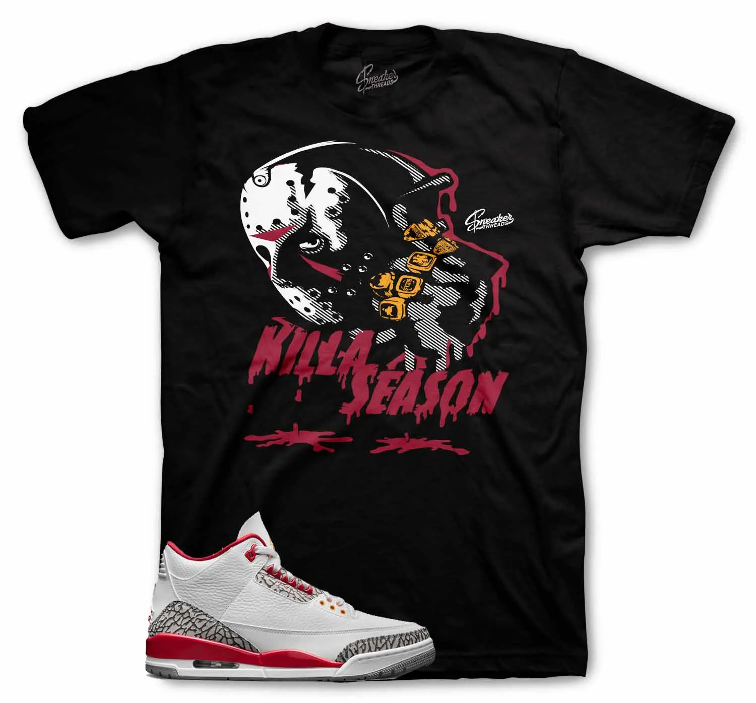 Retro 3 Cardinal Red Shirt - Killa Season - Black