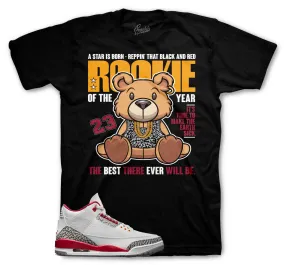 Retro 3 Cardinal Red Shirt - Rookie Bear - Black