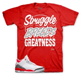 Retro 3 Fire Red Shirt - Struggle Breeds - Red