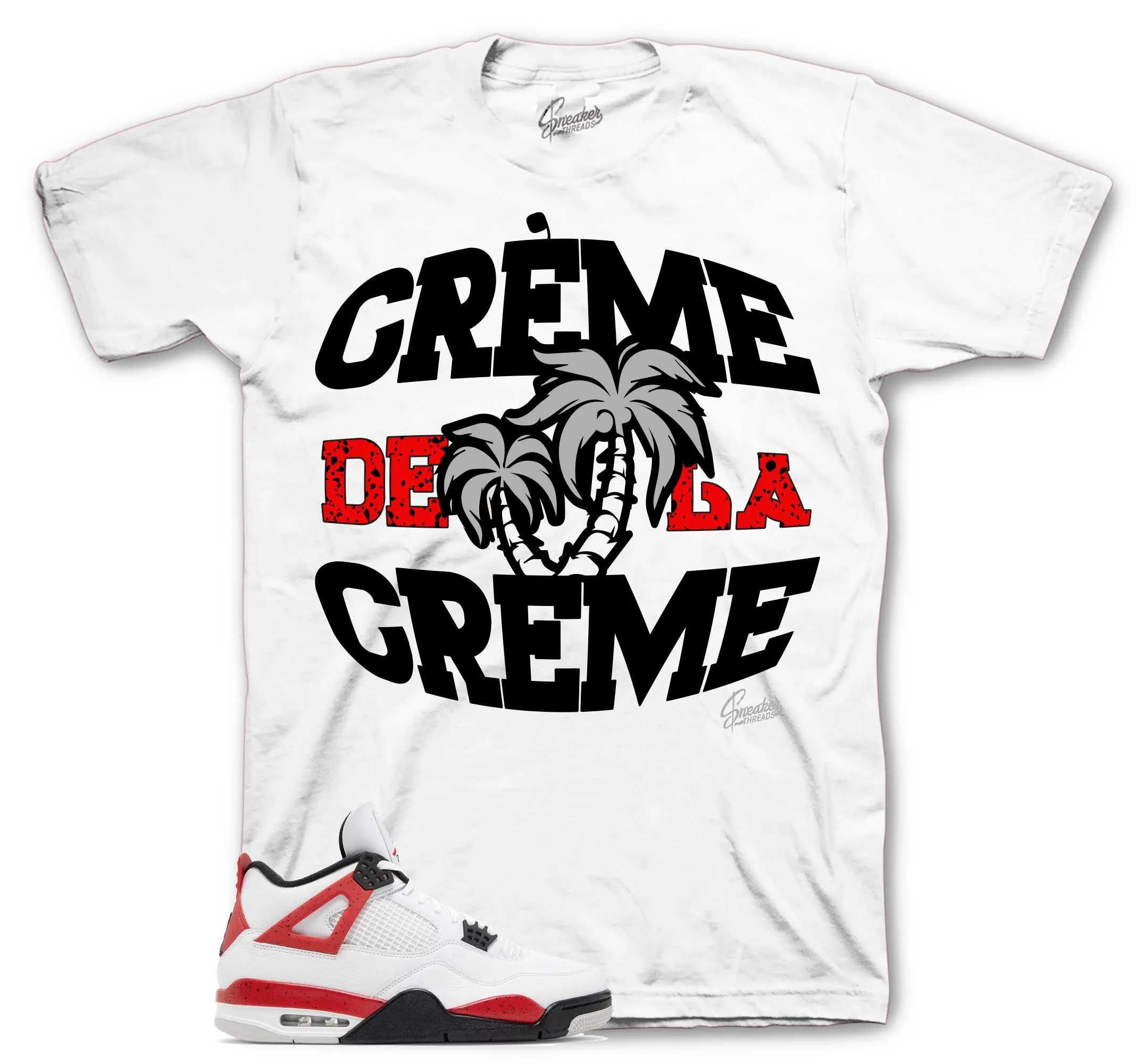 Retro 4 Red Cement Shirt - Creme - White