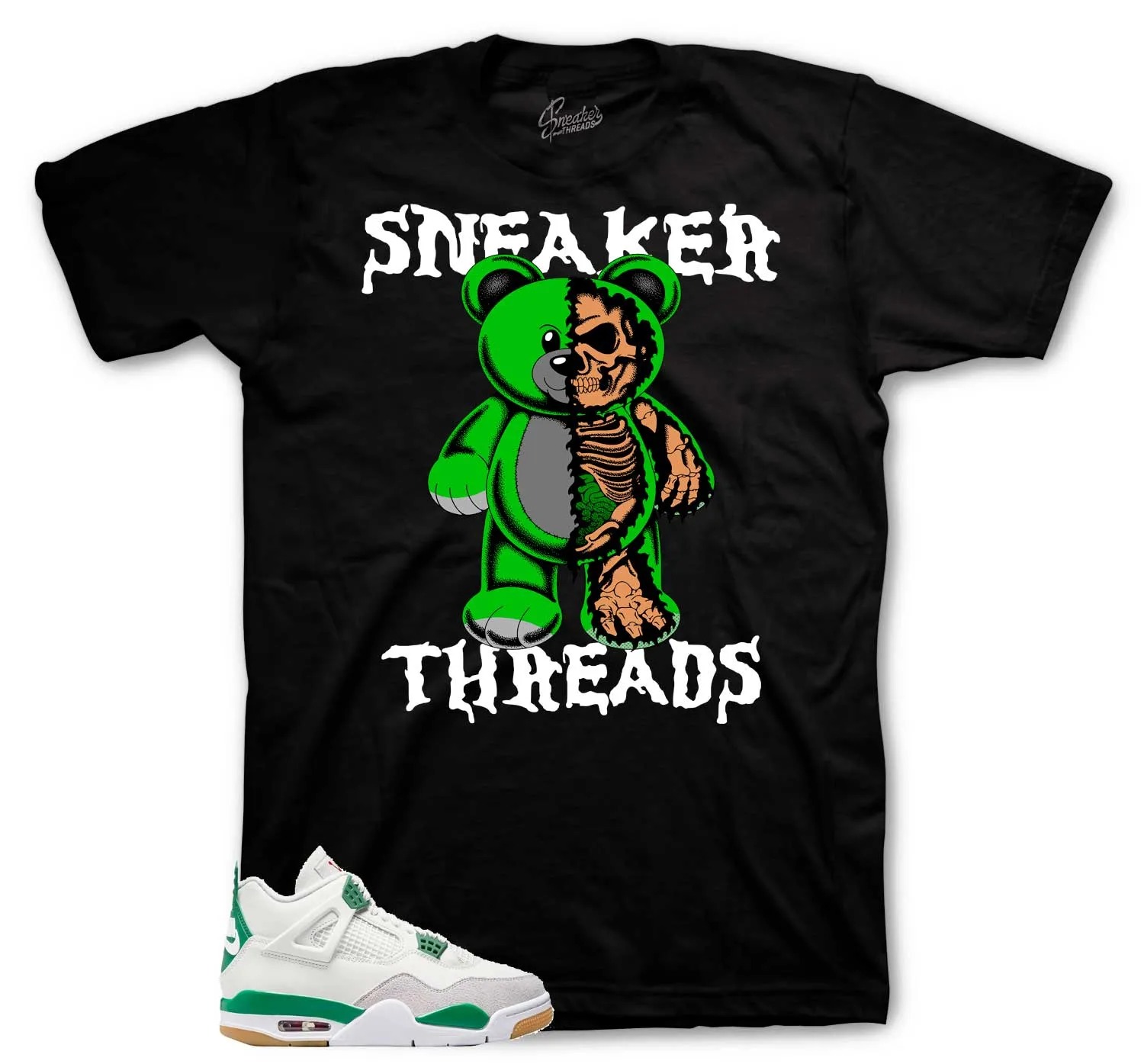 Retro 4 SB Pine Green Shirt - Play Bear - Black