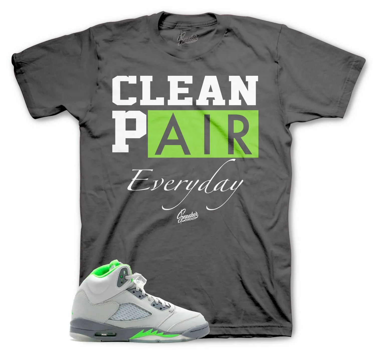 Retro 5 Green Bean Shirt - Clean Pair - Charcoal