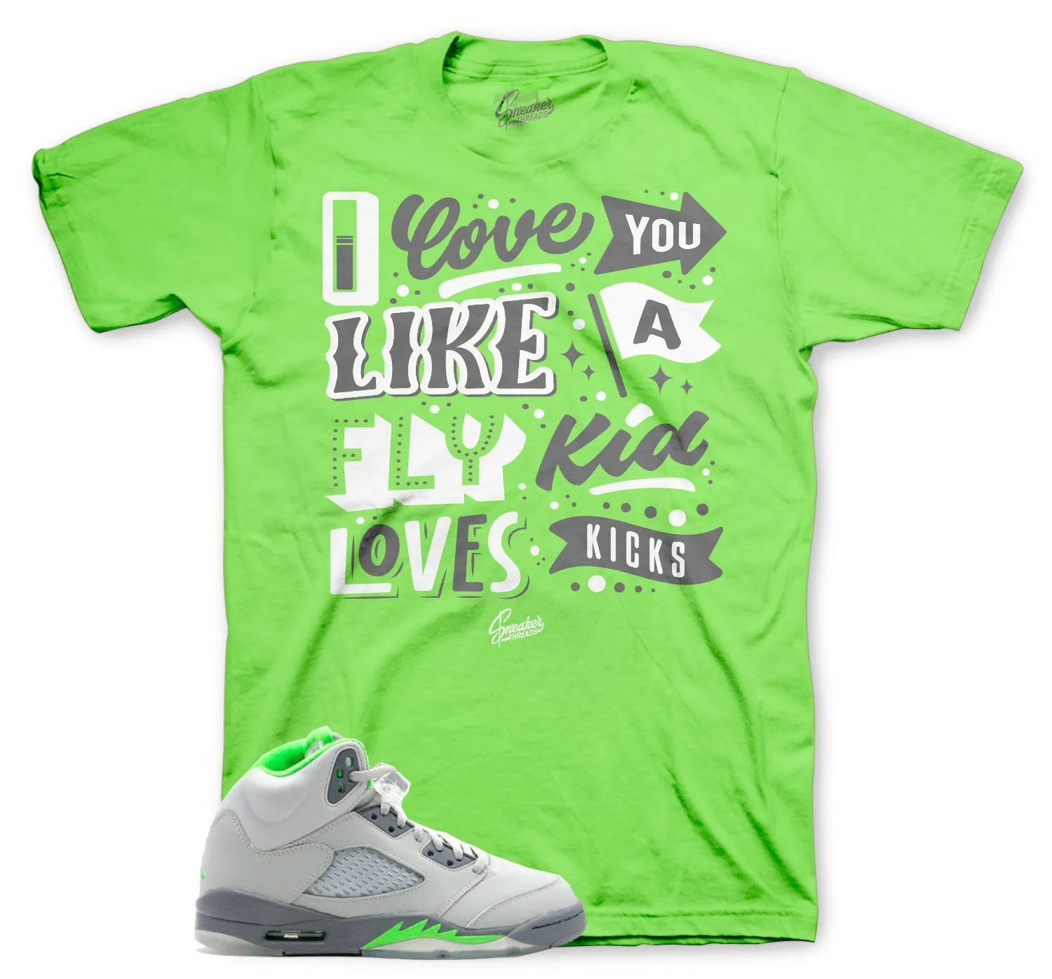 Retro 5 Green Bean Shirt - Love Kicks - Green Bean